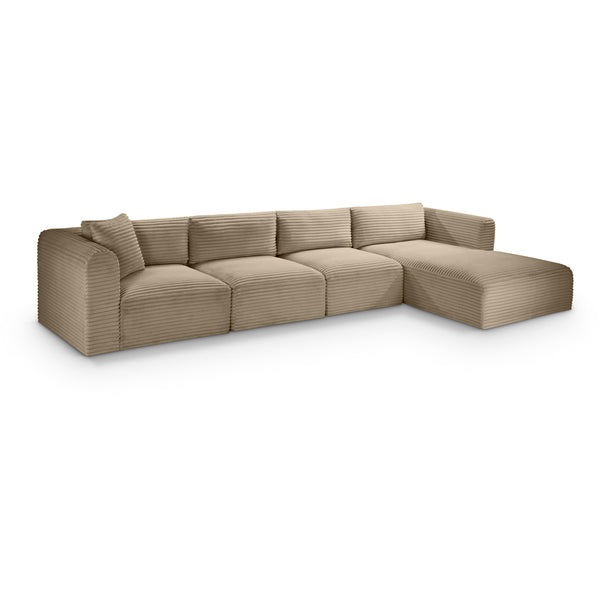 Meridian Shaggy Taupe Corduroy Performance Fabric Modular Sectional IMAGE 1