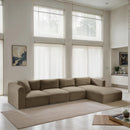 Meridian Shaggy Taupe Corduroy Performance Fabric Modular Sectional IMAGE 2