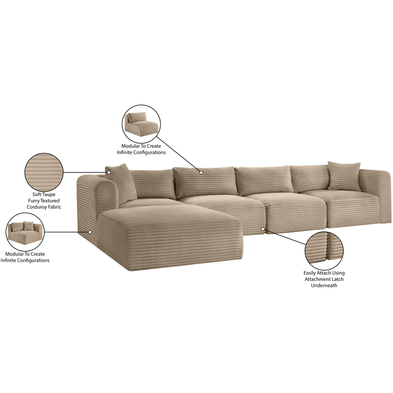 Meridian Shaggy Taupe Corduroy Performance Fabric Modular Sectional IMAGE 13