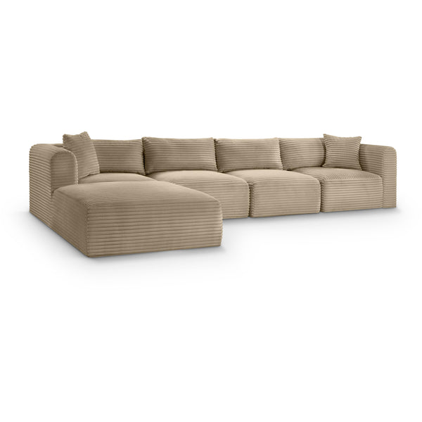Meridian Shaggy Taupe Corduroy Performance Fabric Modular Sectional IMAGE 1