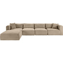 Meridian Shaggy Taupe Corduroy Performance Fabric Modular Sectional IMAGE 3