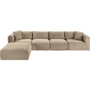 Meridian Shaggy Taupe Corduroy Performance Fabric Modular Sectional IMAGE 6