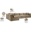 Meridian Shaggy Taupe Corduroy Performance Fabric Modular Sectional IMAGE 13