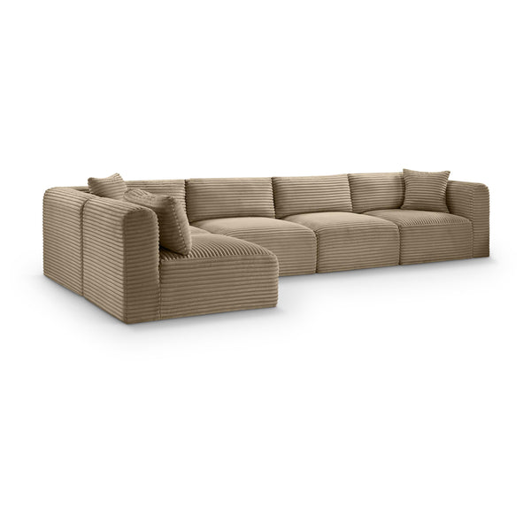 Meridian Shaggy Taupe Corduroy Performance Fabric Modular Sectional IMAGE 1