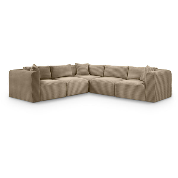 Meridian Shaggy Taupe Corduroy Performance Fabric Modular Sectional IMAGE 1