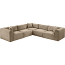 Meridian Shaggy Taupe Corduroy Performance Fabric Modular Sectional IMAGE 6