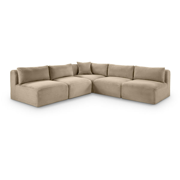 Meridian Shaggy Taupe Corduroy Performance Fabric Modular Sectional IMAGE 1