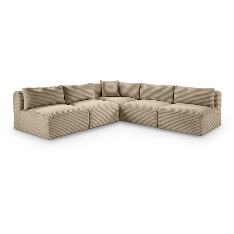 Meridian Shaggy Taupe Corduroy Performance Fabric Modular Sectional IMAGE 1