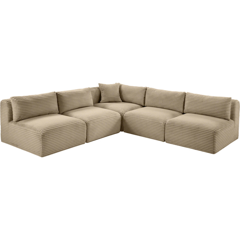 Meridian Shaggy Taupe Corduroy Performance Fabric Modular Sectional IMAGE 6