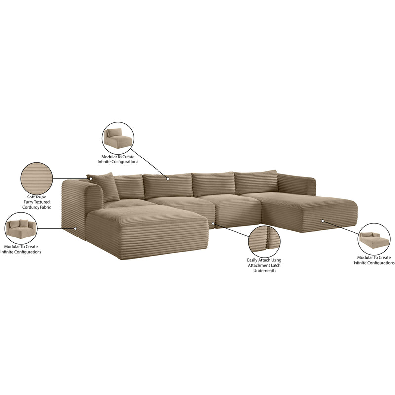 Meridian Shaggy Taupe Corduroy Performance Fabric Modular Sectional IMAGE 13