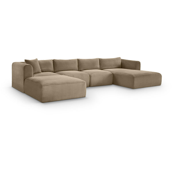 Meridian Shaggy Taupe Corduroy Performance Fabric Modular Sectional IMAGE 1