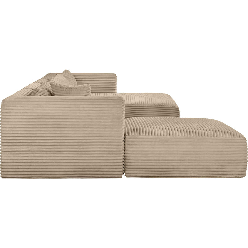 Meridian Shaggy Taupe Corduroy Performance Fabric Modular Sectional IMAGE 4