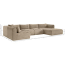 Meridian Shaggy Taupe Corduroy Performance Fabric Modular Sectional IMAGE 12