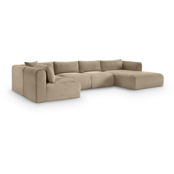 Meridian Shaggy Taupe Corduroy Performance Fabric Modular Sectional IMAGE 1