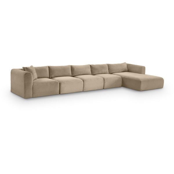 Meridian Shaggy Taupe Corduroy Performance Fabric Modular Sectional IMAGE 1