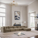 Meridian Shaggy Taupe Corduroy Performance Fabric Modular Sectional IMAGE 2