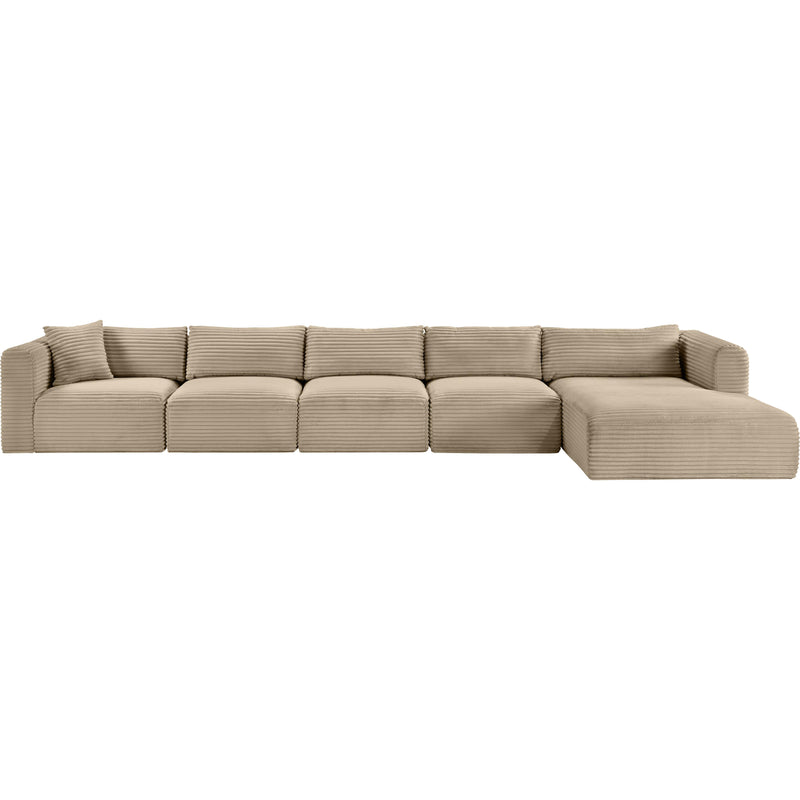 Meridian Shaggy Taupe Corduroy Performance Fabric Modular Sectional IMAGE 3