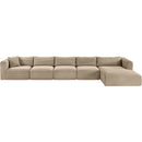 Meridian Shaggy Taupe Corduroy Performance Fabric Modular Sectional IMAGE 6