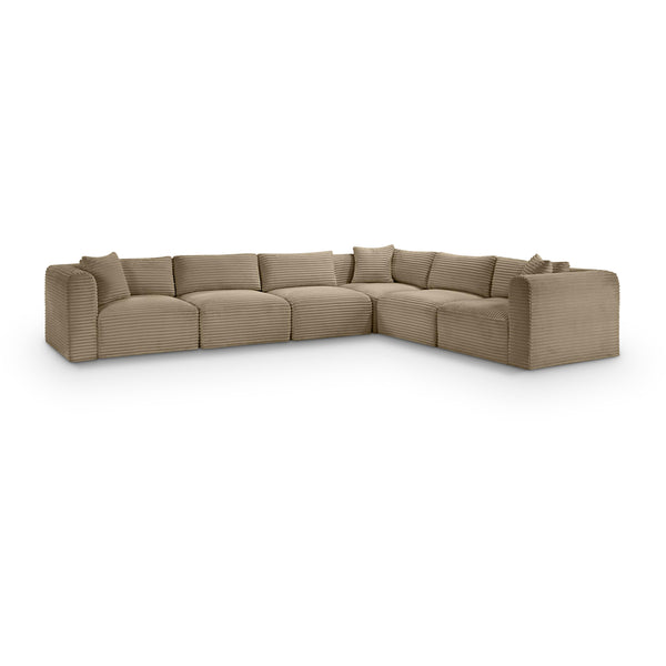 Meridian Shaggy Taupe Corduroy Performance Fabric Modular Sectional IMAGE 1