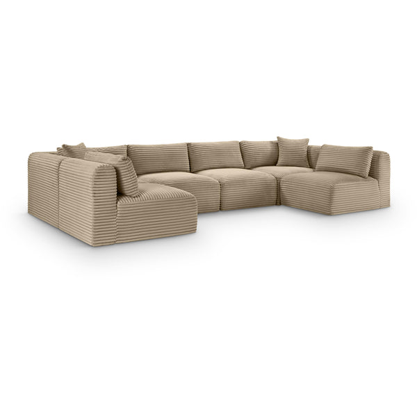 Meridian Shaggy Taupe Corduroy Performance Fabric Modular Sectional IMAGE 1