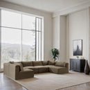 Meridian Shaggy Taupe Corduroy Performance Fabric Modular Sectional IMAGE 2