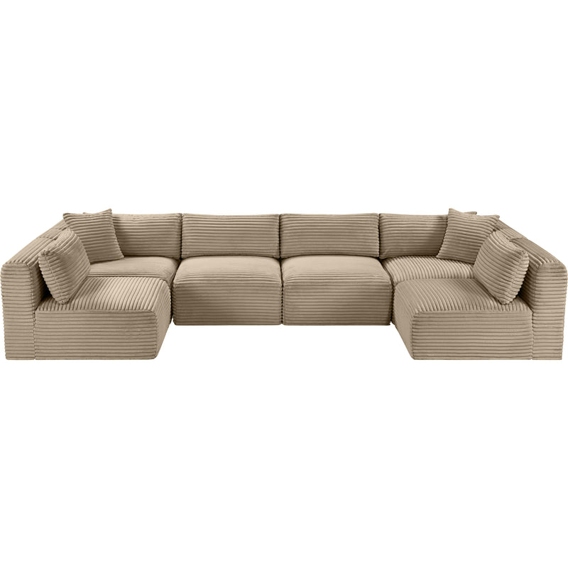 Meridian Shaggy Taupe Corduroy Performance Fabric Modular Sectional IMAGE 6