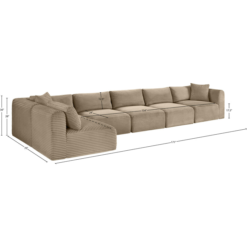 Meridian Shaggy Taupe Corduroy Performance Fabric Modular Sectional IMAGE 12
