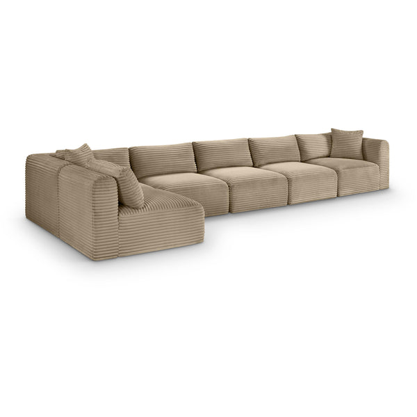 Meridian Shaggy Taupe Corduroy Performance Fabric Modular Sectional IMAGE 1