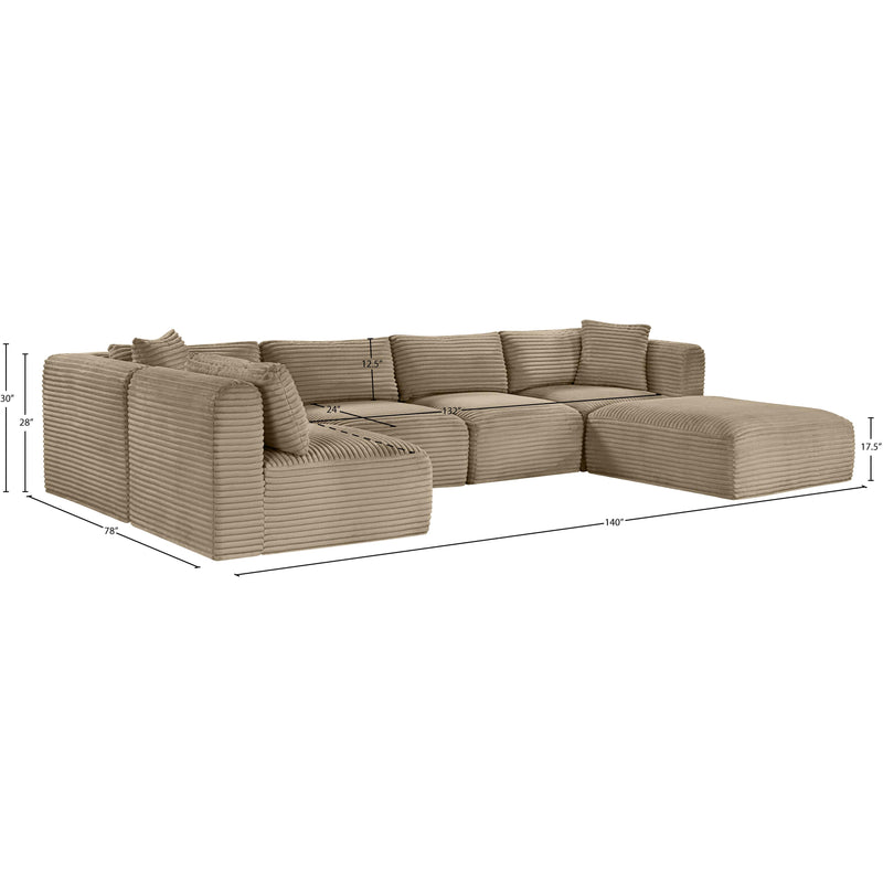 Meridian Shaggy Taupe Corduroy Performance Fabric Modular Sectional IMAGE 13
