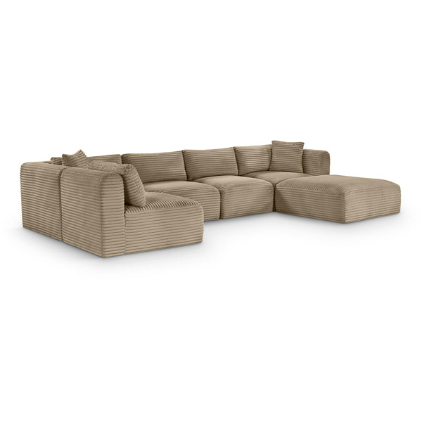 Meridian Shaggy Taupe Corduroy Performance Fabric Modular Sectional IMAGE 1