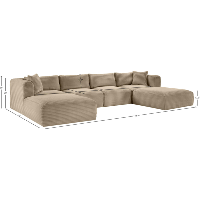 Meridian Shaggy Taupe Corduroy Performance Fabric Modular Sectional IMAGE 11