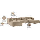 Meridian Shaggy Taupe Corduroy Performance Fabric Modular Sectional IMAGE 12