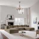 Meridian Shaggy Taupe Corduroy Performance Fabric Modular Sectional IMAGE 2