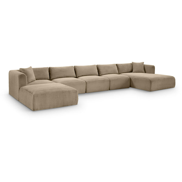Meridian Shaggy Taupe Corduroy Performance Fabric Modular Sectional IMAGE 1