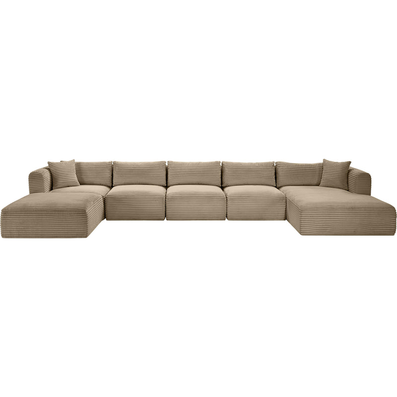 Meridian Shaggy Taupe Corduroy Performance Fabric Modular Sectional IMAGE 3
