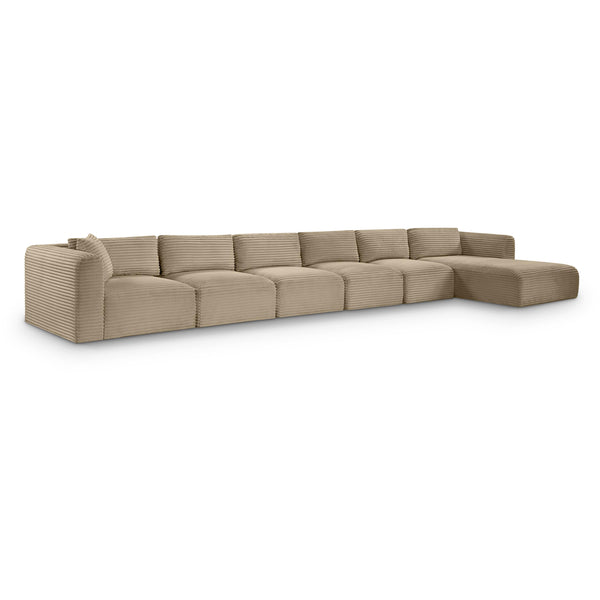 Meridian Shaggy Taupe Corduroy Performance Fabric Modular Sectional IMAGE 1
