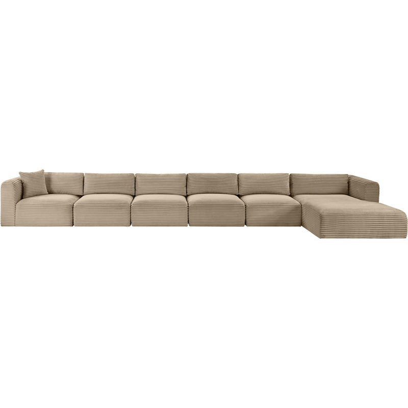 Meridian Shaggy Taupe Corduroy Performance Fabric Modular Sectional IMAGE 3