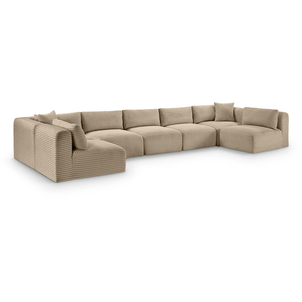 Meridian Shaggy Taupe Corduroy Performance Fabric Modular Sectional IMAGE 1
