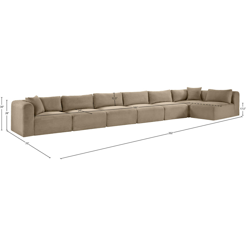 Meridian Shaggy Taupe Corduroy Performance Fabric Modular Sectional IMAGE 13