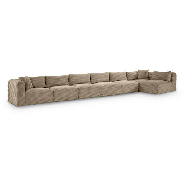 Meridian Shaggy Taupe Corduroy Performance Fabric Modular Sectional IMAGE 1
