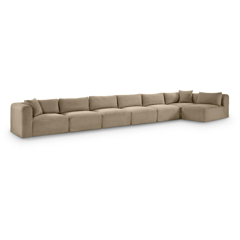 Meridian Shaggy Taupe Corduroy Performance Fabric Modular Sectional IMAGE 1