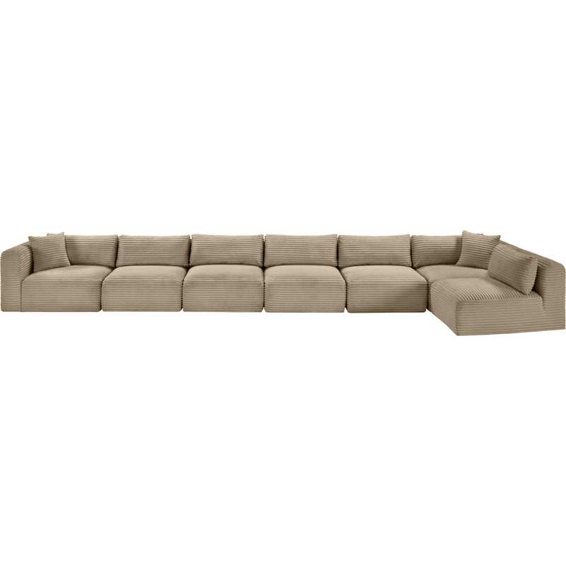 Meridian Shaggy Taupe Corduroy Performance Fabric Modular Sectional IMAGE 6
