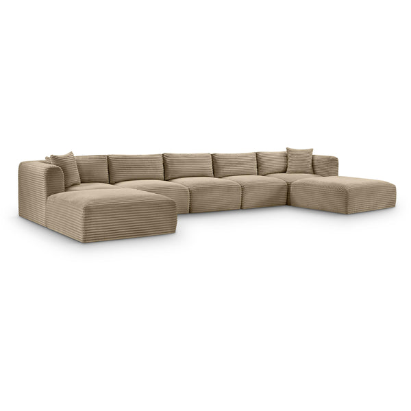 Meridian Shaggy Taupe Corduroy Performance Fabric Modular Sectional IMAGE 1