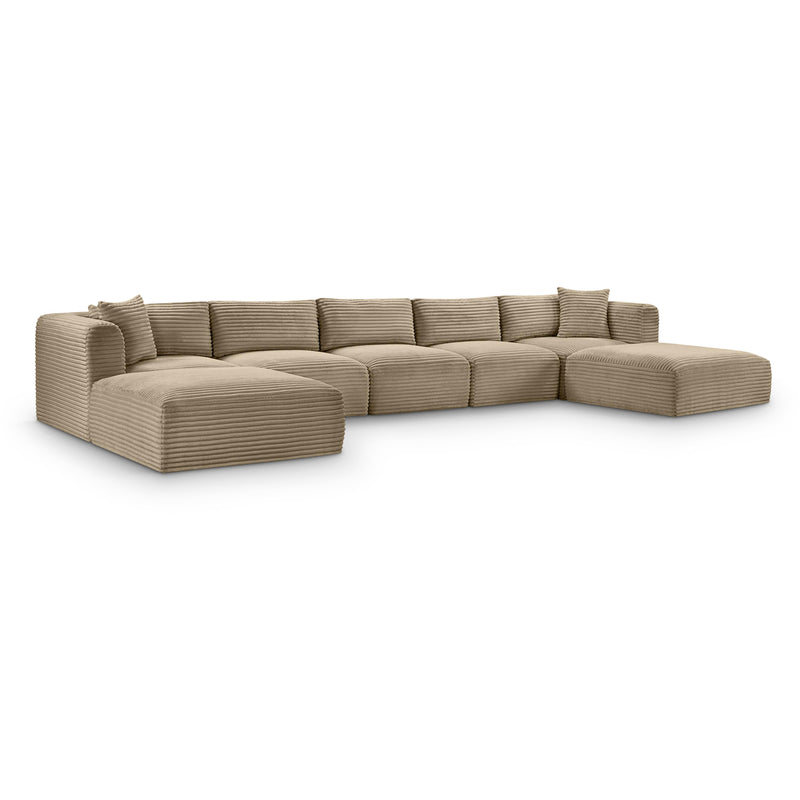 Meridian Shaggy Taupe Corduroy Performance Fabric Modular Sectional IMAGE 1