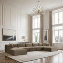 Meridian Shaggy Taupe Corduroy Performance Fabric Modular Sectional IMAGE 2