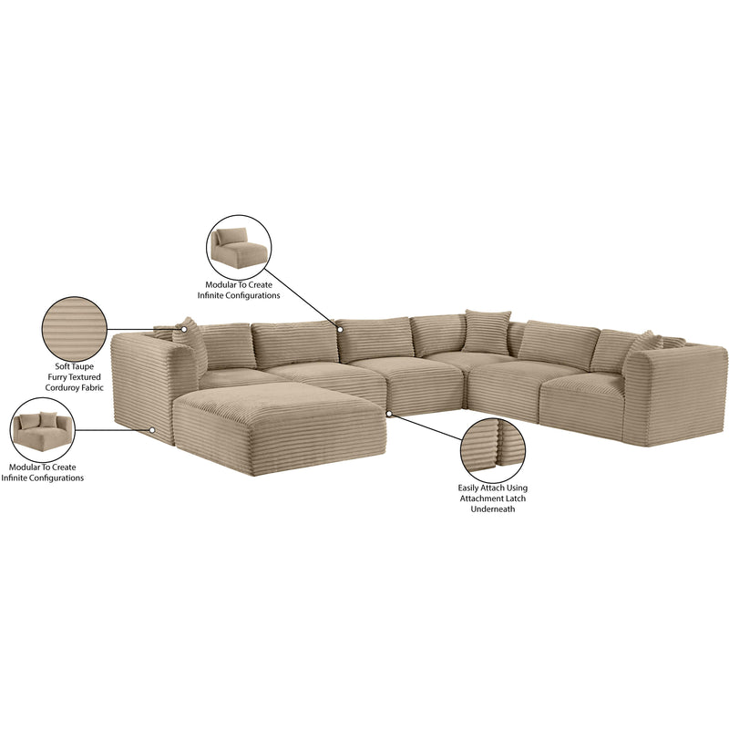 Meridian Shaggy Taupe Corduroy Performance Fabric Modular Sectional IMAGE 14