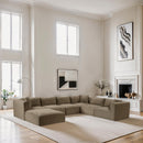 Meridian Shaggy Taupe Corduroy Performance Fabric Modular Sectional IMAGE 2