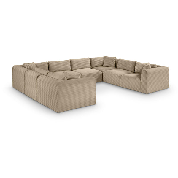 Meridian Shaggy Taupe Corduroy Performance Fabric Modular Sectional IMAGE 1