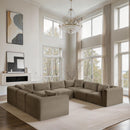 Meridian Shaggy Taupe Corduroy Performance Fabric Modular Sectional IMAGE 2