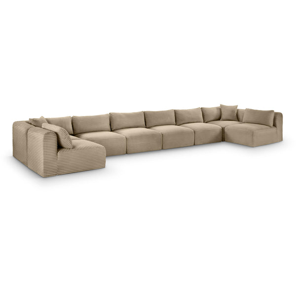 Meridian Shaggy Taupe Corduroy Performance Fabric Modular Sectional IMAGE 1
